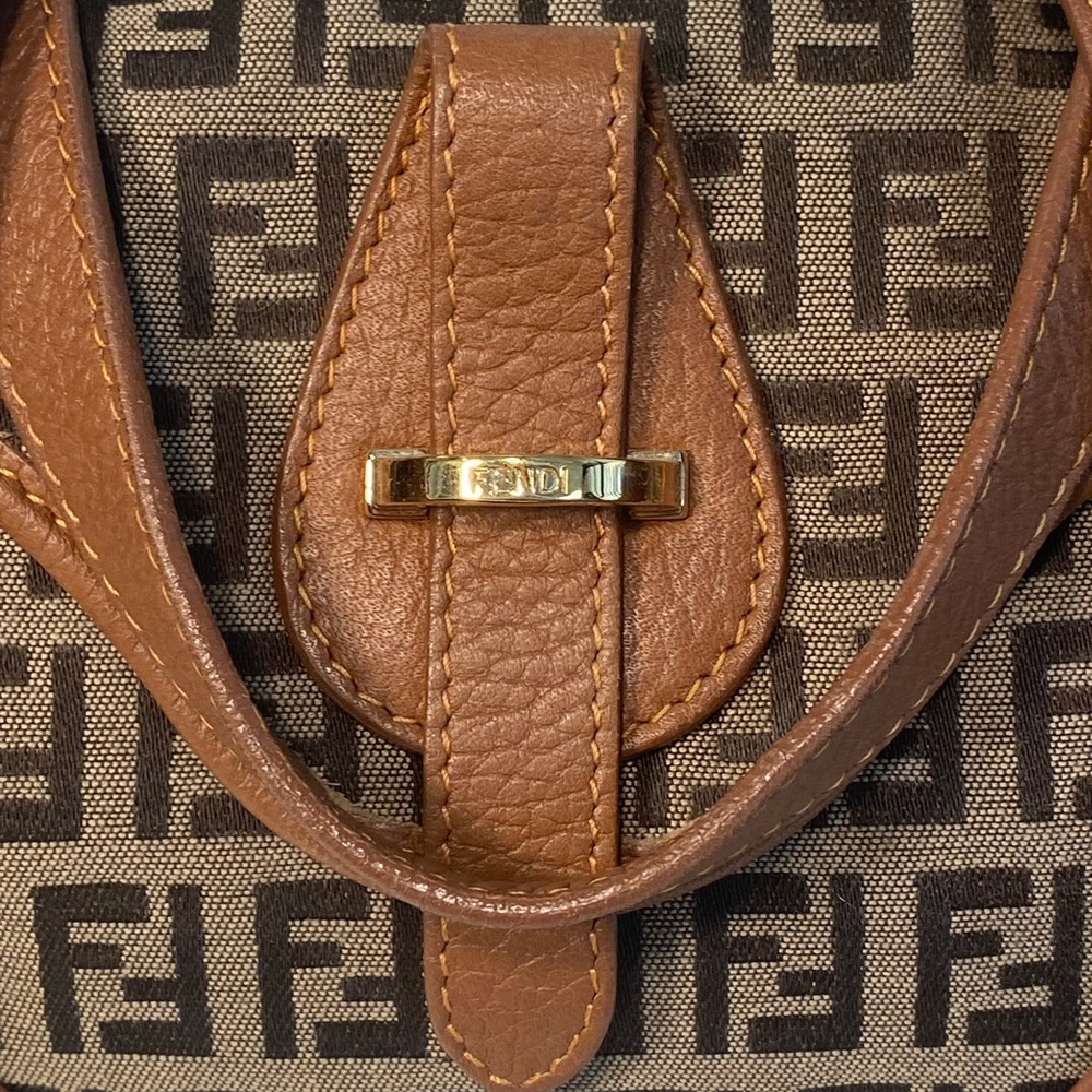 FENDI Zucchino Canvas Shoulder Bag Mini Tote - Picture 13 of 15